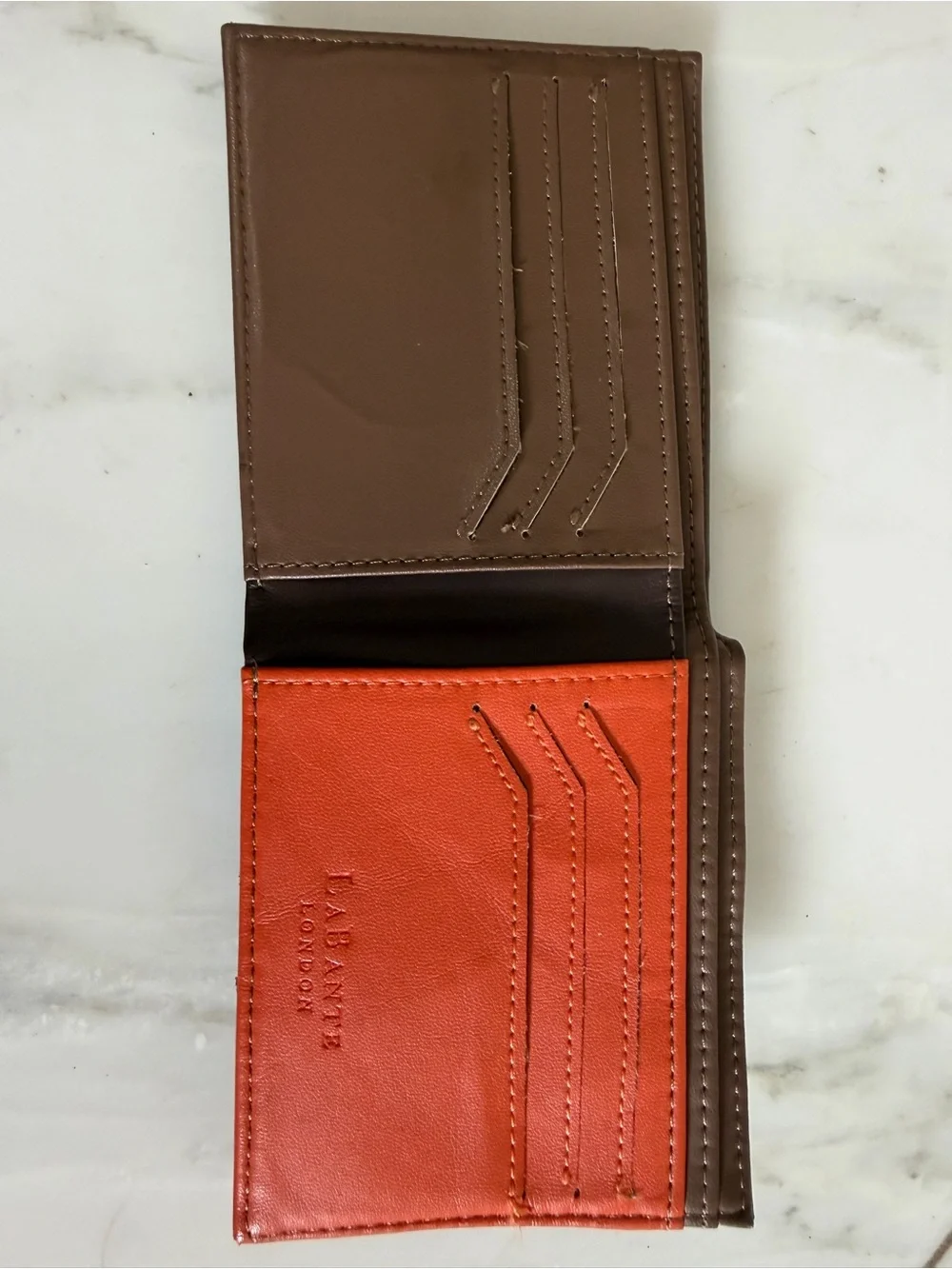 La Bante London Brown leather card holder slim folding wallet